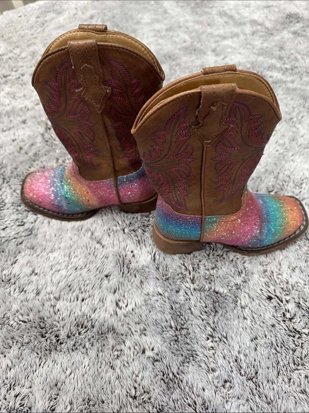 Roper Little Girls 9 Glitter Rainbow Western Cowgirl Boots Sparkle Colorful
